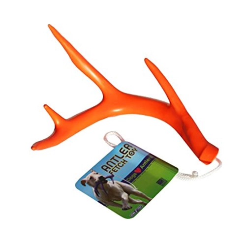 BoneAFide antler shaped dog fetch toy in orange